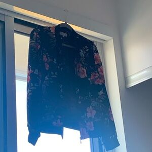 Floral print zip up crew neck bomber jacket!!!